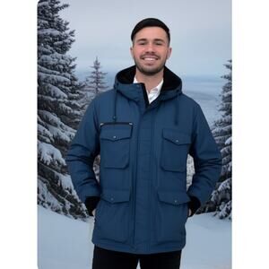 Vans The Men’s Westmark MTE Blue Hooded Pockets Zip Up and Snap Parka Jacket M